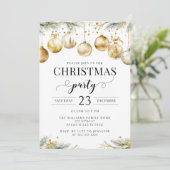 Gouden Ornamenten Kerstboom Uitnodiging (Staand voorkant)