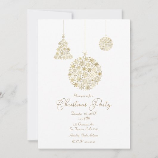 Gouden Ornamenten kerstfeest Kaart (Voorkant)