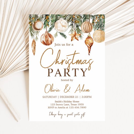 Gouden Ornamenten kerstfeest Kaart