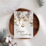 Gouden Ornamenten Witte Holly Zakelijke Kerstmis K<br><div class="desc">Ornament kerstvakantie Kaart. Voeg je eigen bericht toe aan de achterkant.</div>
