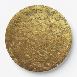 Gouden ornamentpatroon papieren bordje