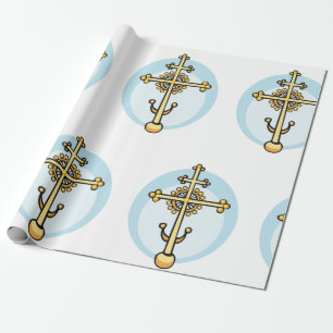 Gouden Orthodoxe Kruis Religieus Symbool Cadeaupapier