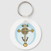 Gouden Orthodoxe Kruis Religieus Symbool Sleutelhanger (Voorkant)