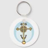 Gouden Orthodoxe Kruis Religieus Symbool Sleutelhanger (Achterkant)