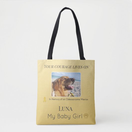 Gouden Osteosarcoma Huisdierherdenking - Warme Tri Tote Bag (Voorkant)