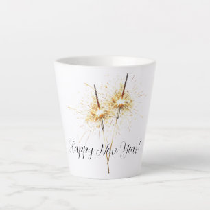 Gouden Oud en Nieuw-dag viering vonken Latte Mok
