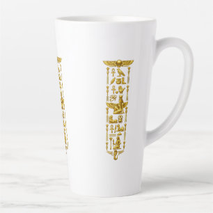 Gouden Oude Egyptische Symbolen – Luxe Hiërogl Latte Mok