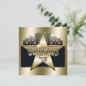 Gouden Oude Hollywood Typografie Retro Uitnodiging (Staand voorkant)