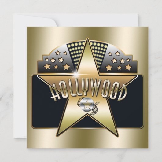 Gouden Oude Hollywood Typografie Retro Uitnodiging (Voorkant)