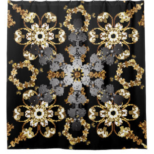 Gouden Outline: Oostelijke bloemendecor Douchegordijn