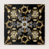 Gouden Outline: Oostelijke bloemendecor Legpuzzel (Horizontaal)