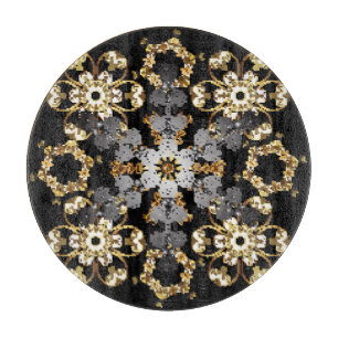 Gouden Outline: Oostelijke bloemendecor Snijplank
