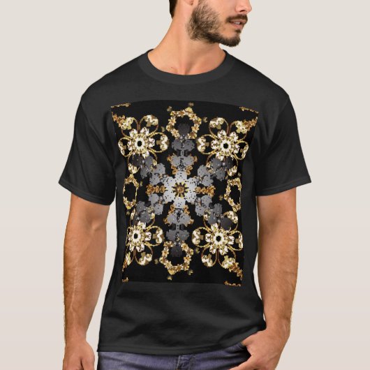 Gouden Outline: Oostelijke bloemendecor T-shirt (Voorkant)