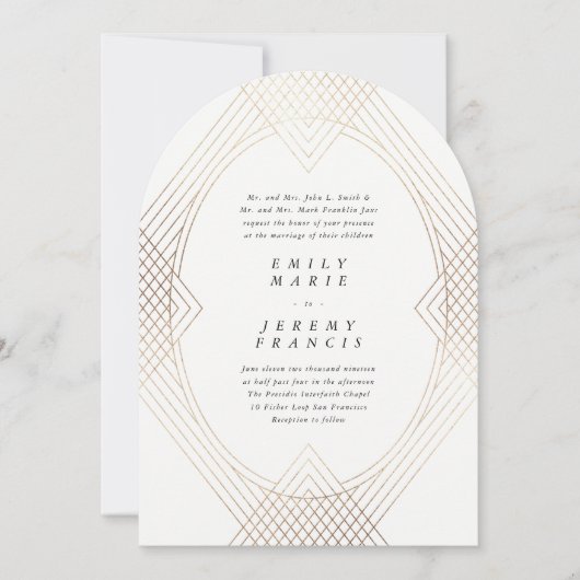 Gouden Ovaal Eenvoudige Moderne Gatsby Wedding Arc Kaart (Voorkant)