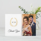 Gouden ovaal laat zwart wit trouwfoto QR Code Bedankkaart (Staand voorkant)