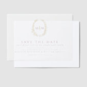 Gouden ovaal monogram donkerrood save the date bru vellum uitnodigingen (Offset)