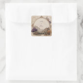 Gouden Ovale Lijst Kasteel Berg Fantasie Bruiloft Vierkante Sticker (Tas)