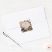 Gouden Ovale Lijst Kasteel Berg Fantasie Bruiloft Vierkante Sticker (Envelop)