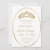 Gouden ovale Quinceanera uitnodiging (Voorkant)