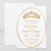 Gouden ovale Quinceanera uitnodiging (Voorkant / Achterkant)