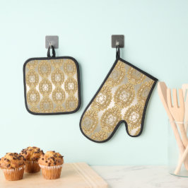 Gouden  Oven Mitt & Pot Holder Set