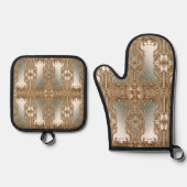 Gouden  Oven Mitt & Pot Holder Set (Voorkant)