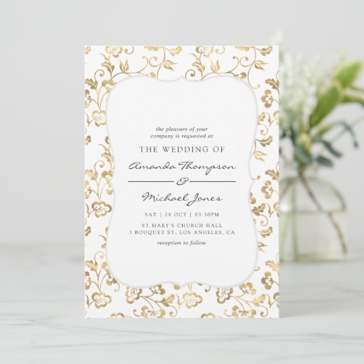  Gouden Overlay en OM HET EVEN WELKE KLEUR Huwelij Kaart (Staand voorkant)