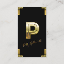 Gouden P Initiaal en Randen Visitekaartje