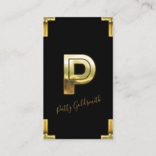 Gouden P Initiaal en Randen Visitekaartje