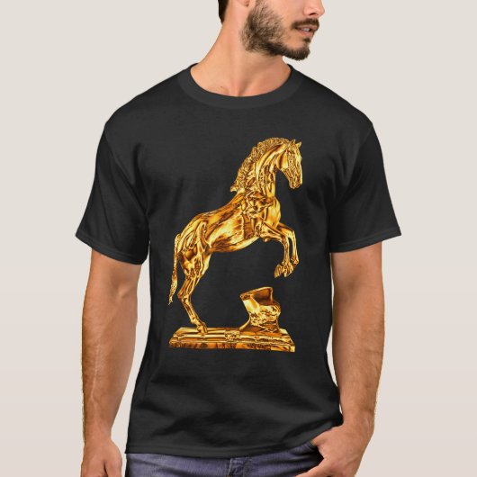 Gouden Paard Beeldhouwwerk T-shirt (Voorkant)