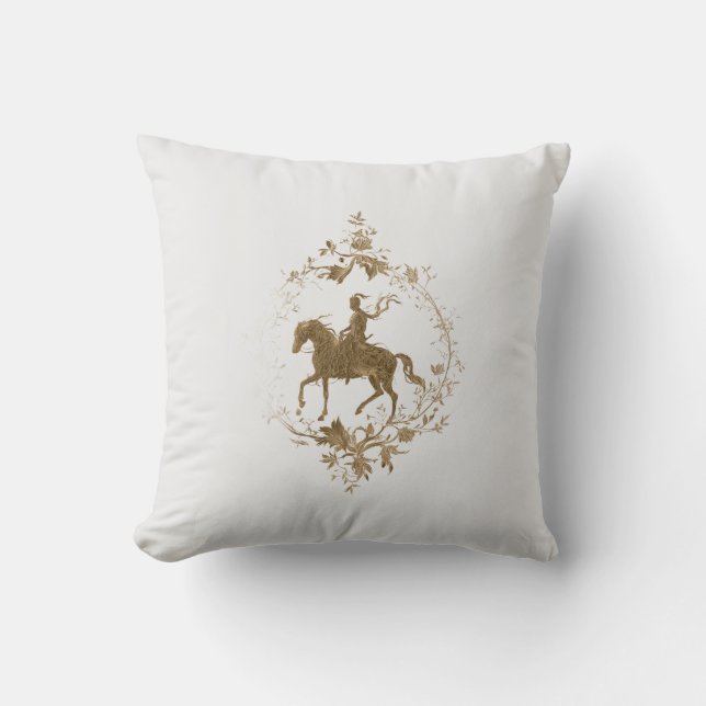 Gouden paard kunst  kussen (Voorkant)