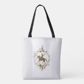Gouden paard kunst tote bag (Achterkant)