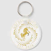 Gouden Paard Logo Aangepaste Tekst Klassiek Icoon Sleutelhanger (Achterkant)