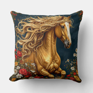 Gouden Paard met Golvende Manen Kussen