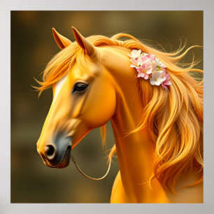 Gouden Paard met Golvende Manen Poster