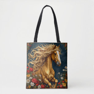 Gouden Paard met Golvende Manen Tote Bag