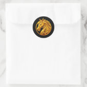 Gouden Paard Ronde Sticker (Tas)