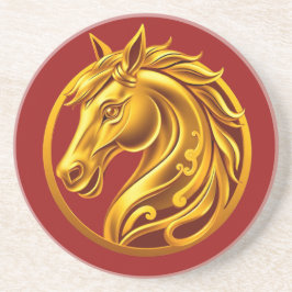 Gouden Paard-Rood en Goud-Chinees Nieuwjaar 2026 Zandsteen Onderzetter