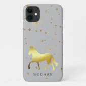 Gouden Paard Sterren Gepersonaliseerd Monogram Case-Mate iPhone Case (Achterkant)