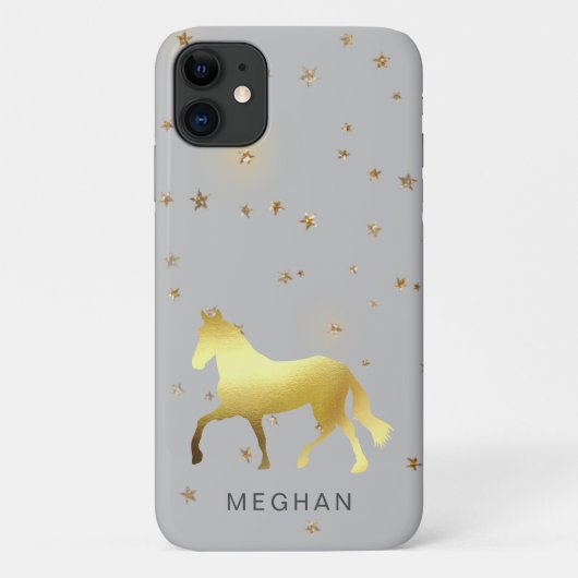 Gouden Paard Sterren Gepersonaliseerd Monogram Case-Mate iPhone Case (Achterkant)