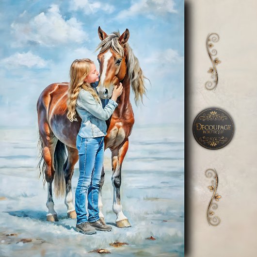 Gouden Paard Weide Decoupage Tissuepapier