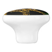 Gouden paarden galopperen keramische knop (Zijkant)