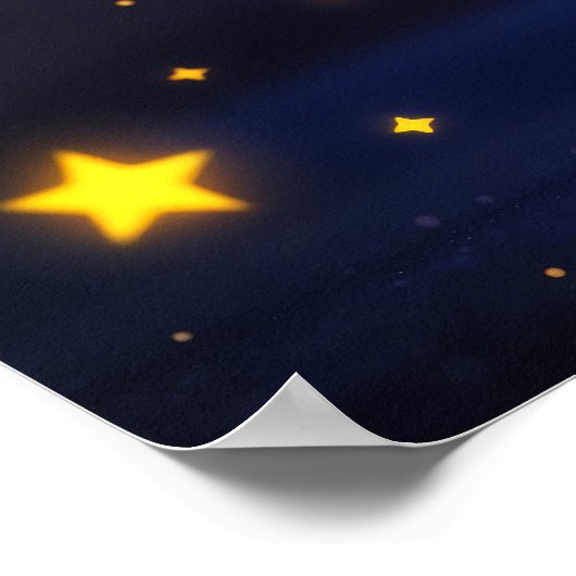 Gouden paardenhoorn sprookje nachtelijke ruimte he poster (Hoek)