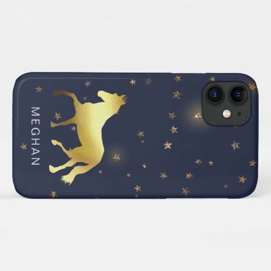 gouden paardensterren ruitermonogram Case-Mate iPhone case (Achterkant (horizontaal))