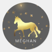 gouden paardensterren ruitermonogram ronde sticker (Voorkant)