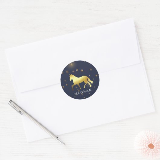 gouden paardensterren ruitermonogram ronde sticker (Envelop)