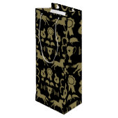 Gouden Paardrijden Wijn Cadeautas (Achterkant Gekanteld)