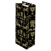 Gouden Paardrijden Wijn Cadeautas (Voorkant Gekanteld)