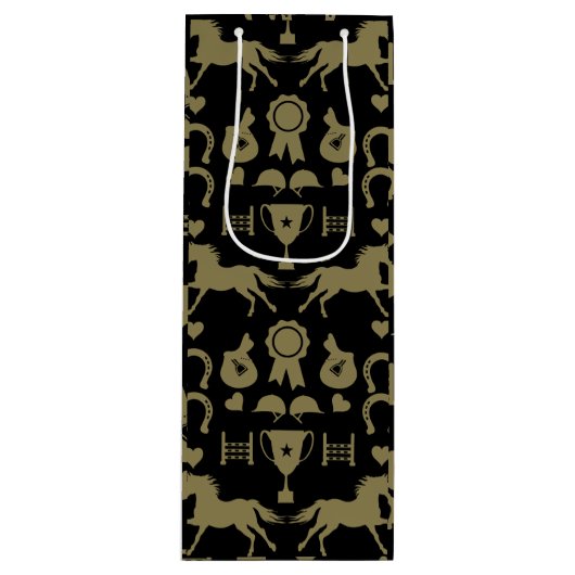 Gouden Paardrijden Wijn Cadeautas (Voorkant)