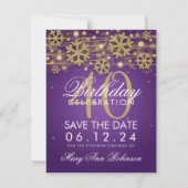 Gouden Paarse 40e verjaardag Save Date Winter Kaart (Voorkant)